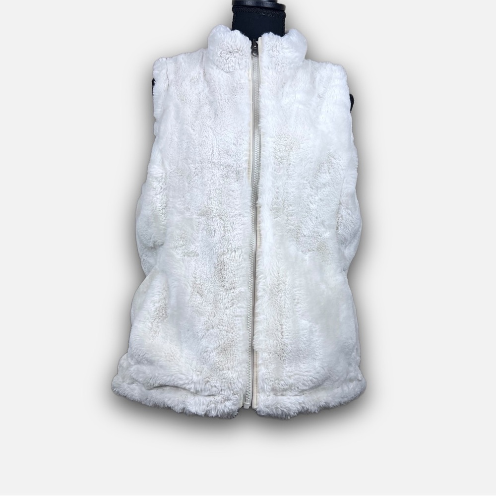 Nicole Miller Reversible Faux Fur Sherpa Puffer Vest White Size M Zip Pockets - Picture 3 of 16